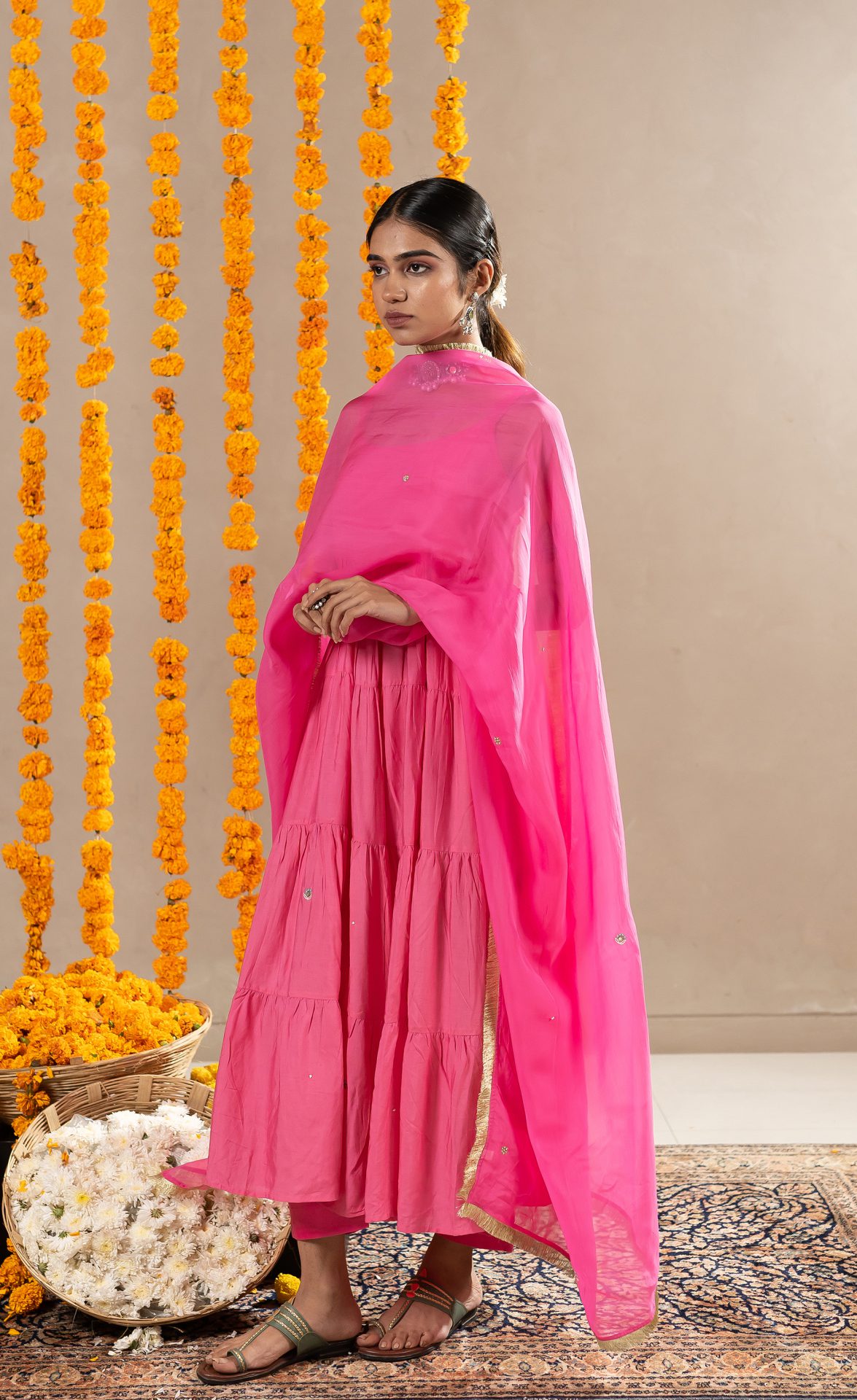 Tara Tier Dress With Pants- Pink