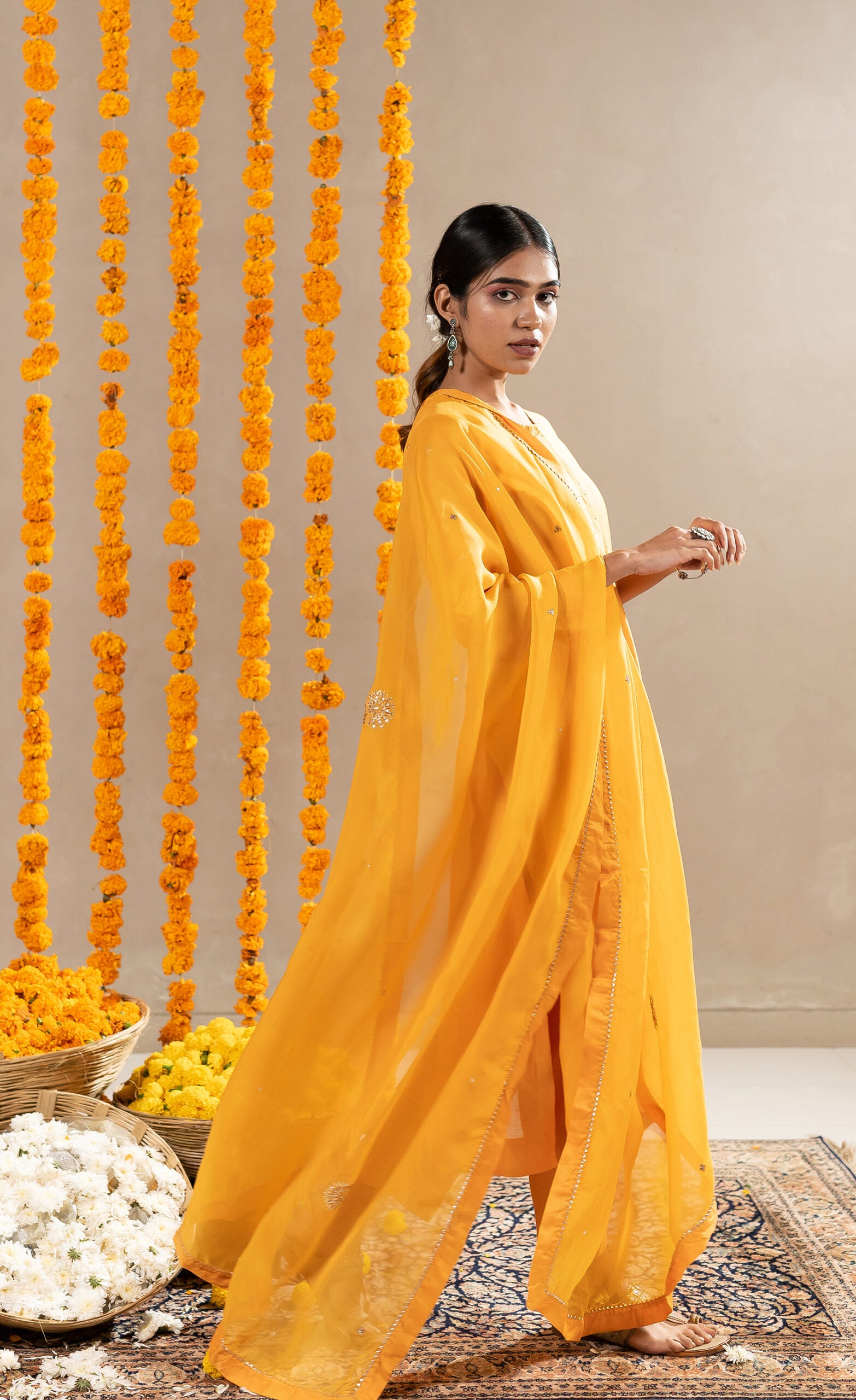 Vaani-Chanderi-Straight-Kurta-With-Pants-Mustard-Orange-