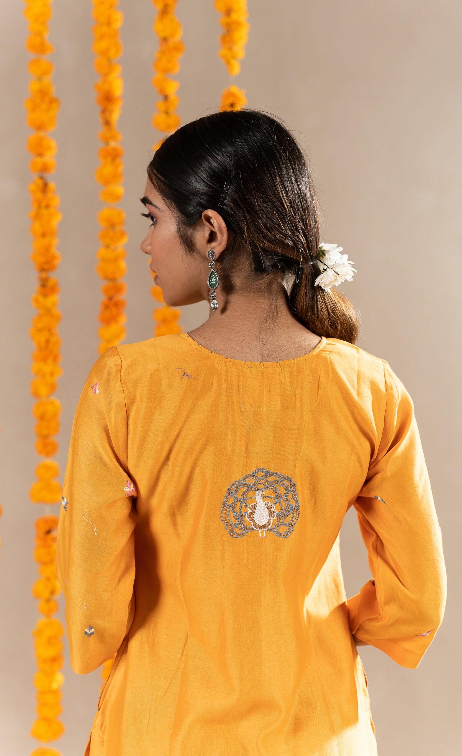 Vaani-Chanderi-Straight-Kurta-With-Pants-Mustard-Orange-