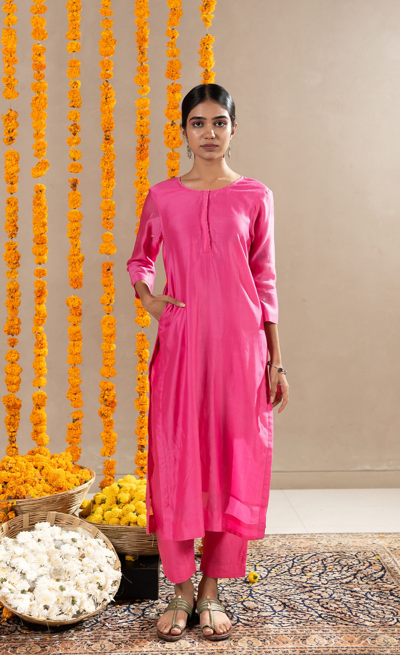 Vaani-Chanderi-Straight-Kurta-With-Pants-Pink-
