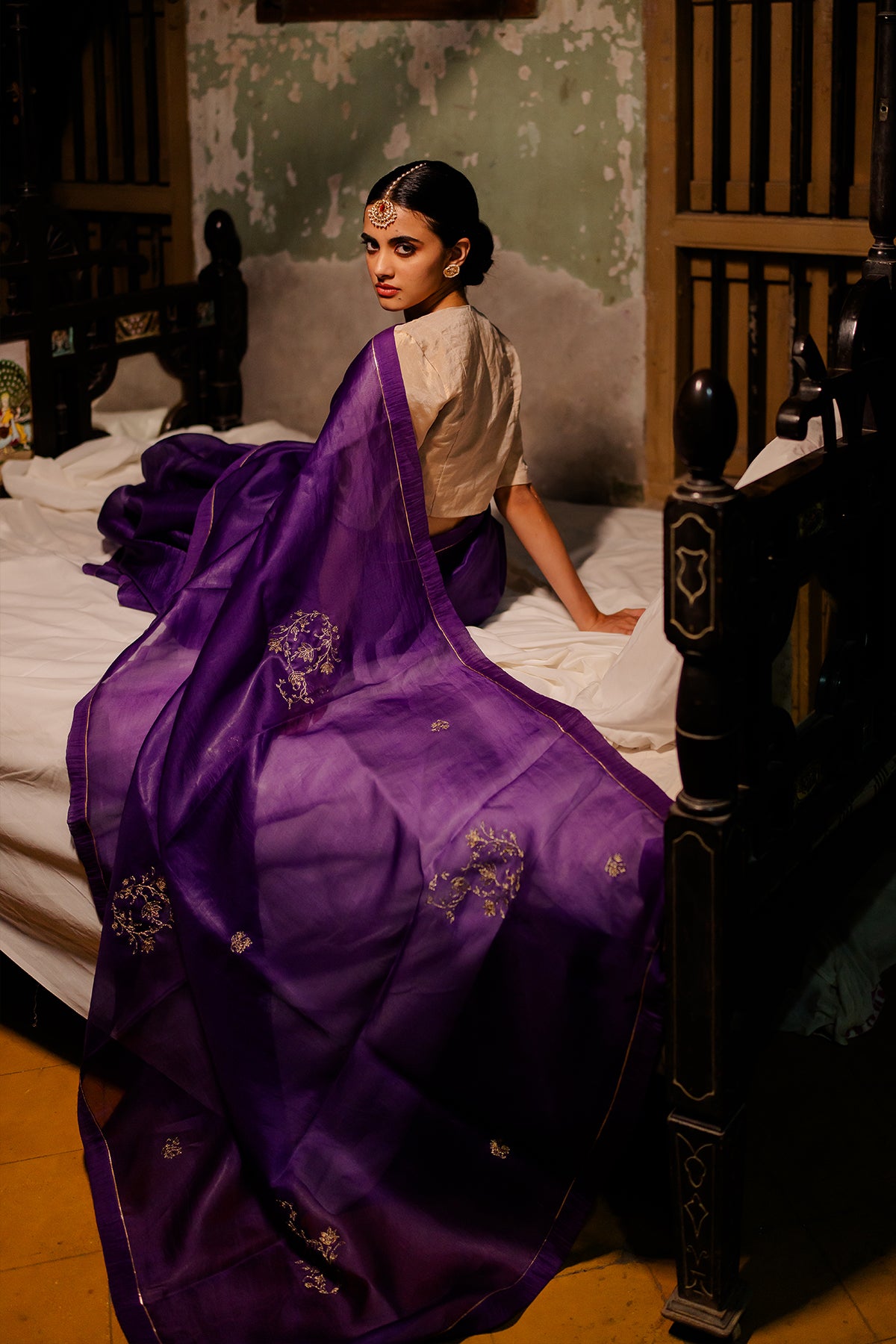 Vaijanti Silk Organza Saree - Purple