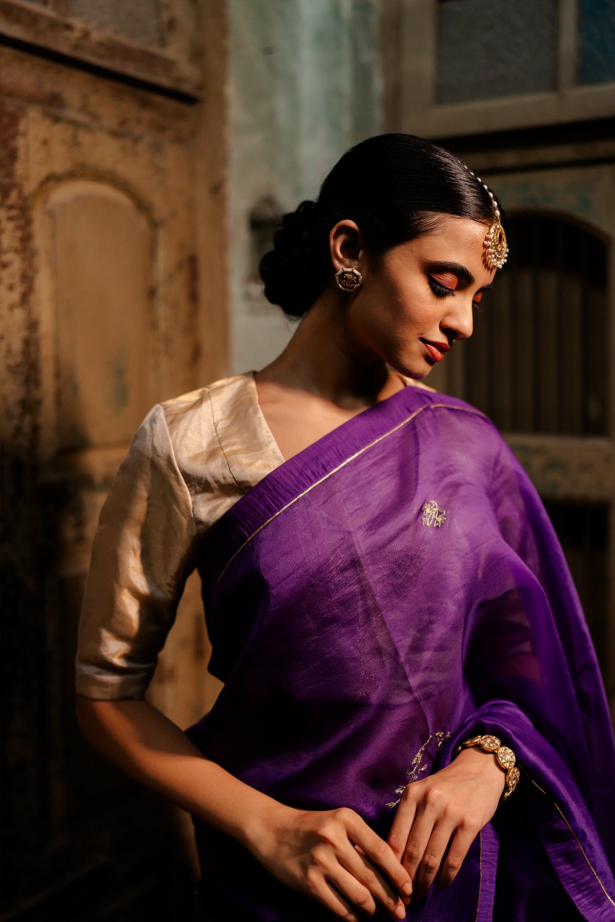 Vaijanti Silk Organza Saree - Purple