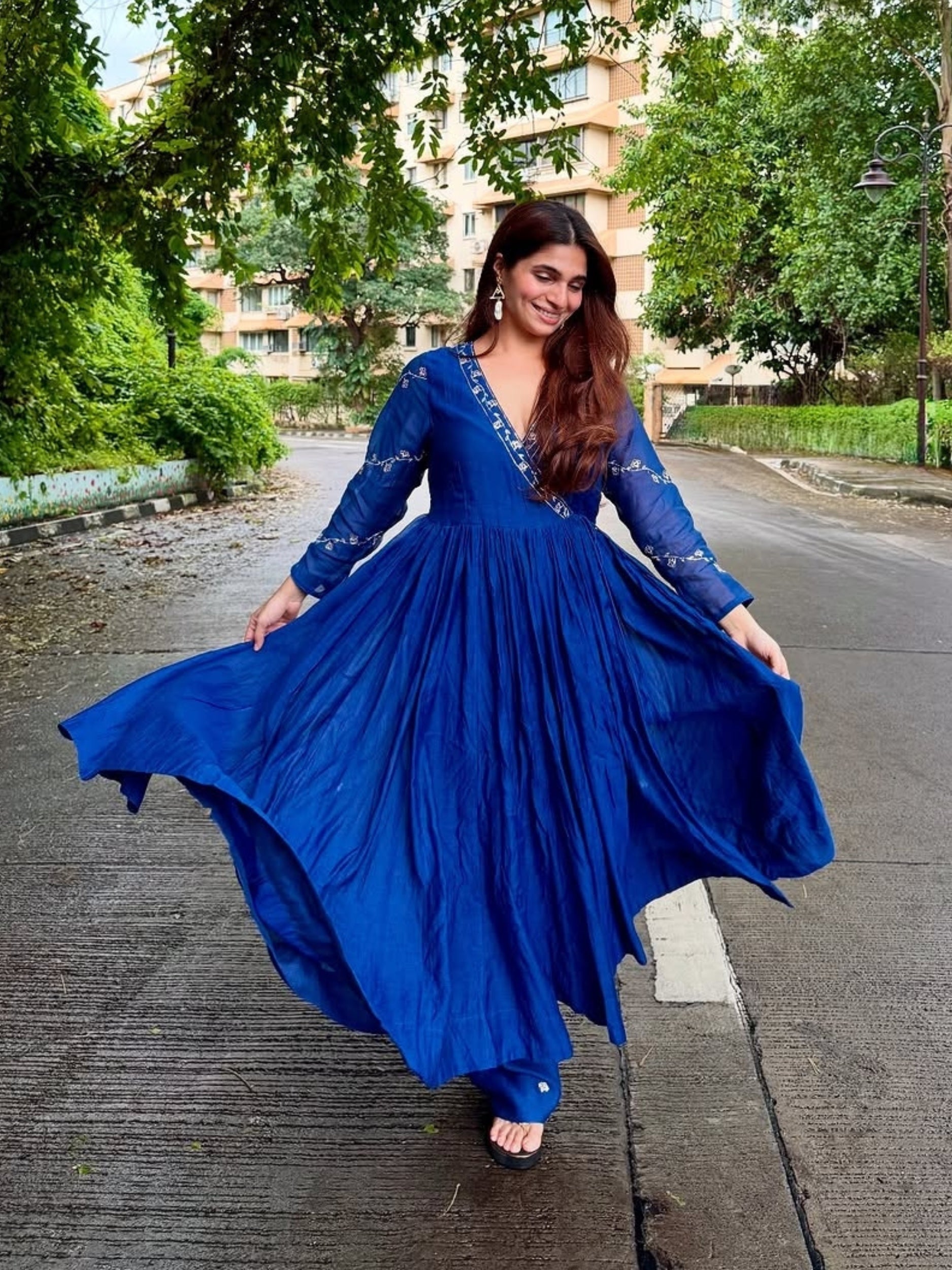 Lehariya Angarkha set - Mayur "Neela"