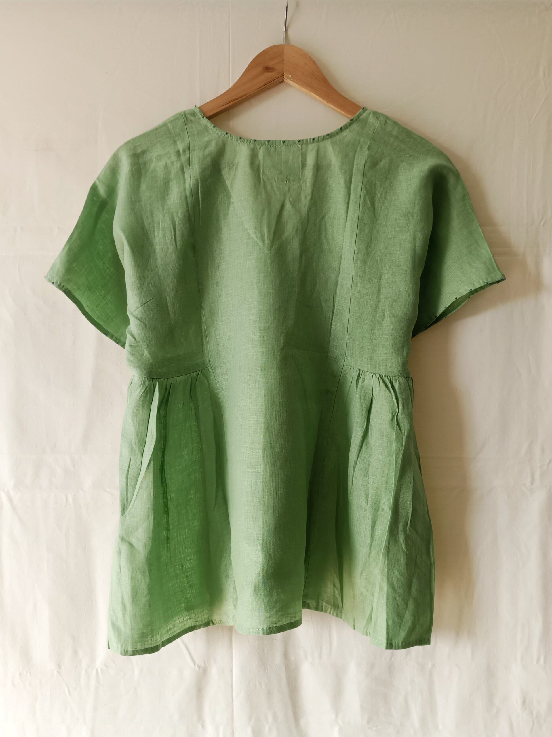 Cecilia Linen Side Gather Top - Pista