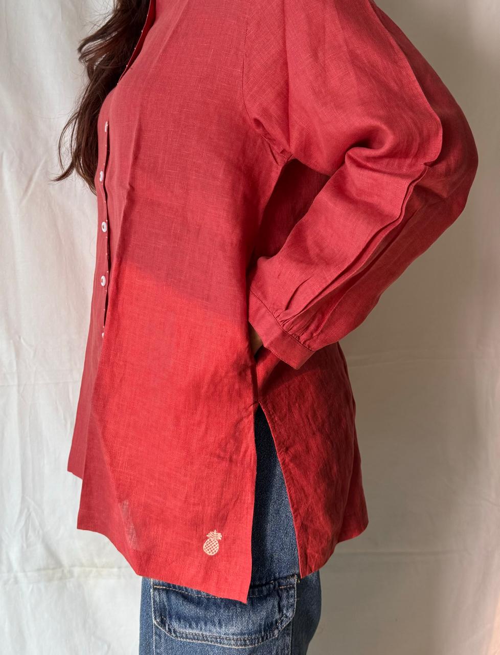 Linen Classic Collar Shirt - Rust