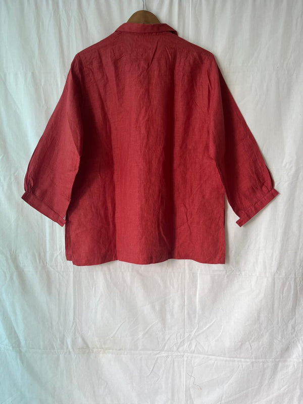 Linen Classic Collar Shirt - Rust