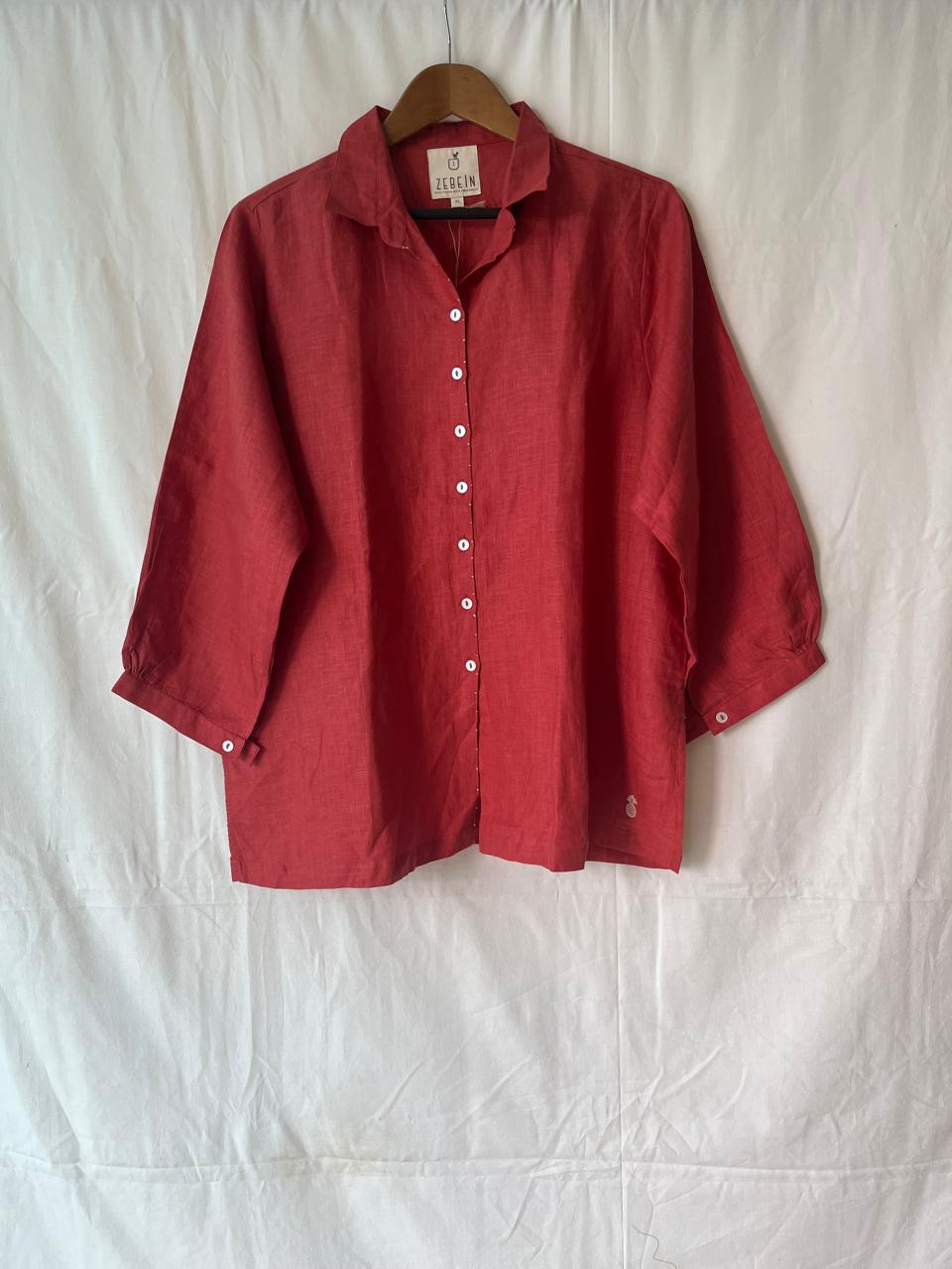 Linen Classic Collar Shirt - Rust