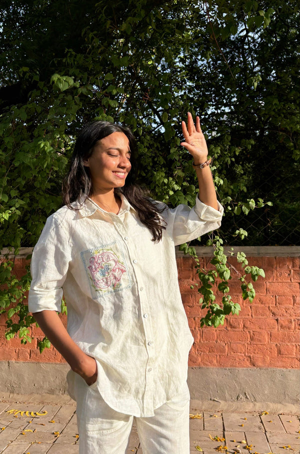 Pisces Pocket Linen Shirt - Off white