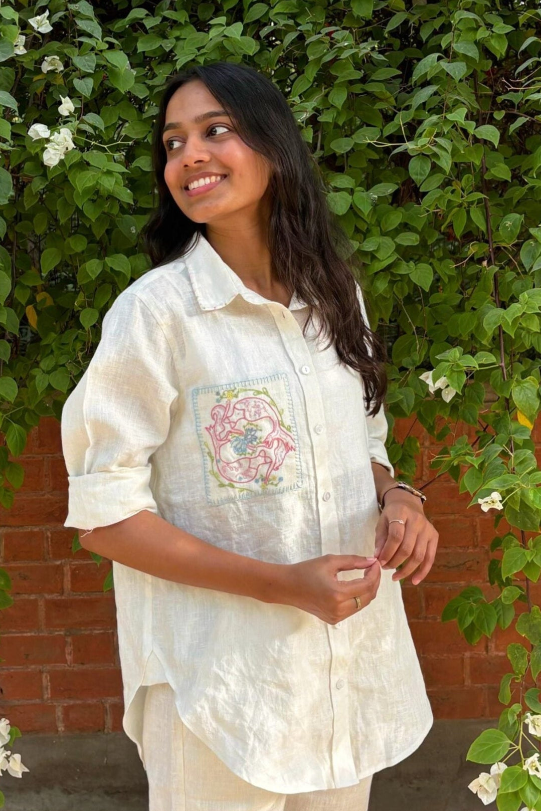 Pisces Pocket Linen Shirt - Off white