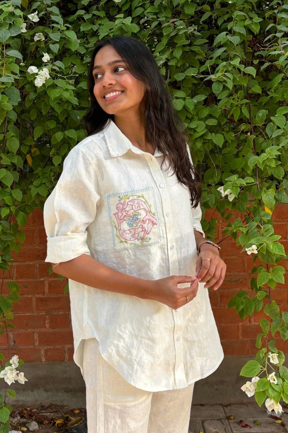 Pisces Pocket Linen Shirt - Off white
