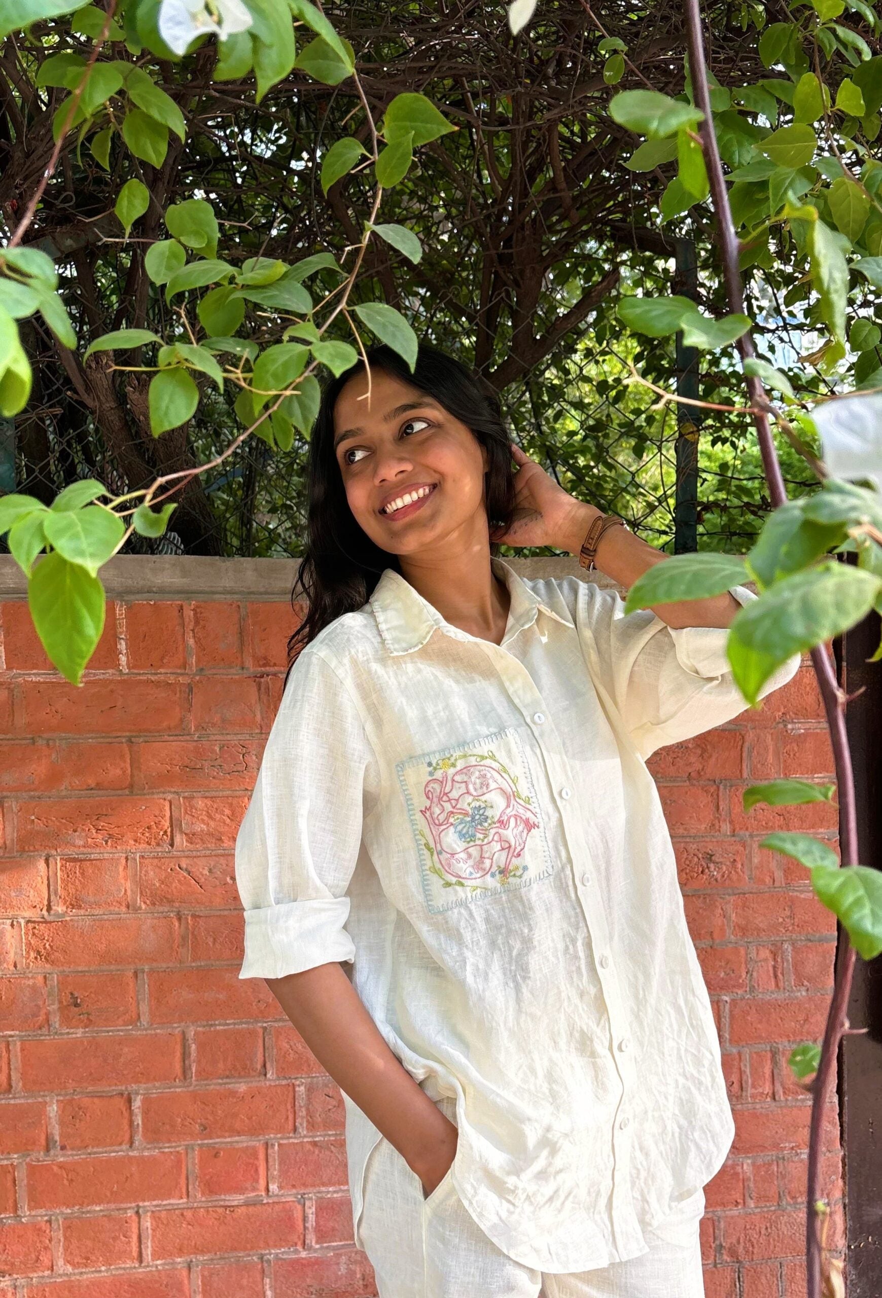 Pisces Pocket Linen Shirt - Off white