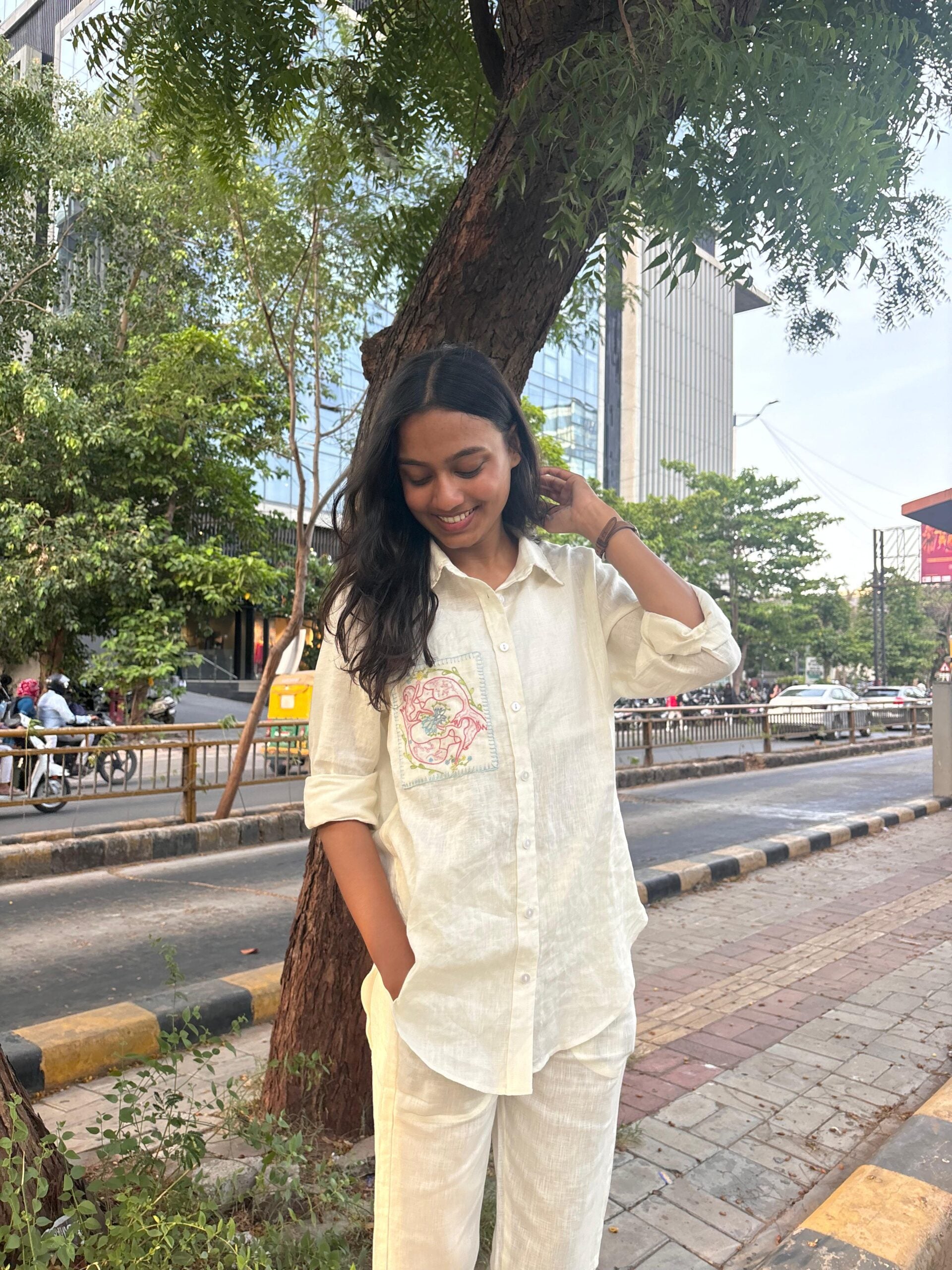 Pisces Pocket Linen Shirt - Off white