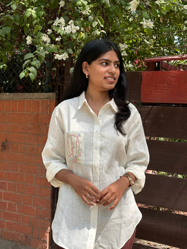 Libra Pocket Linen Shirt - Off white