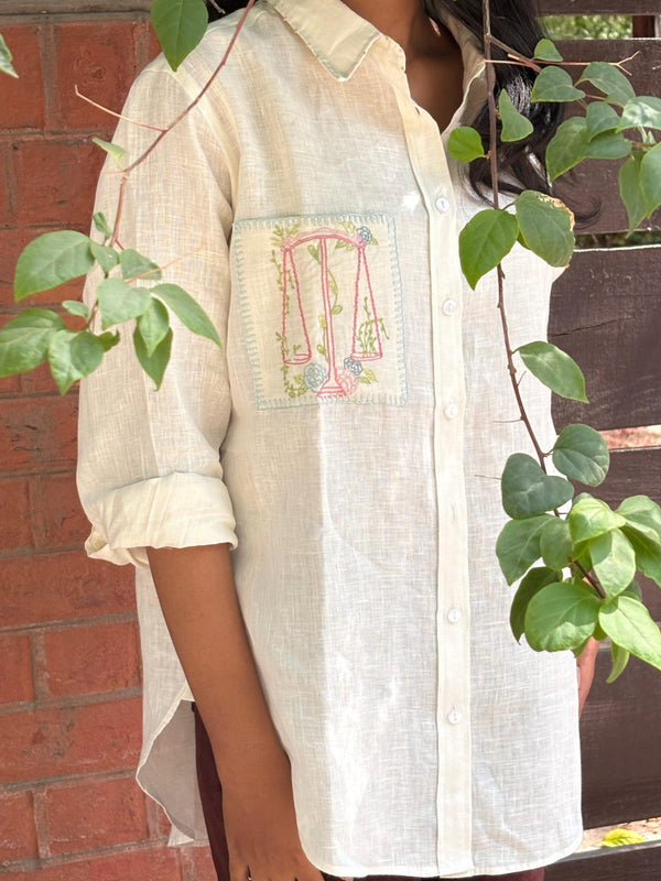 Libra Pocket Linen Shirt - Off white