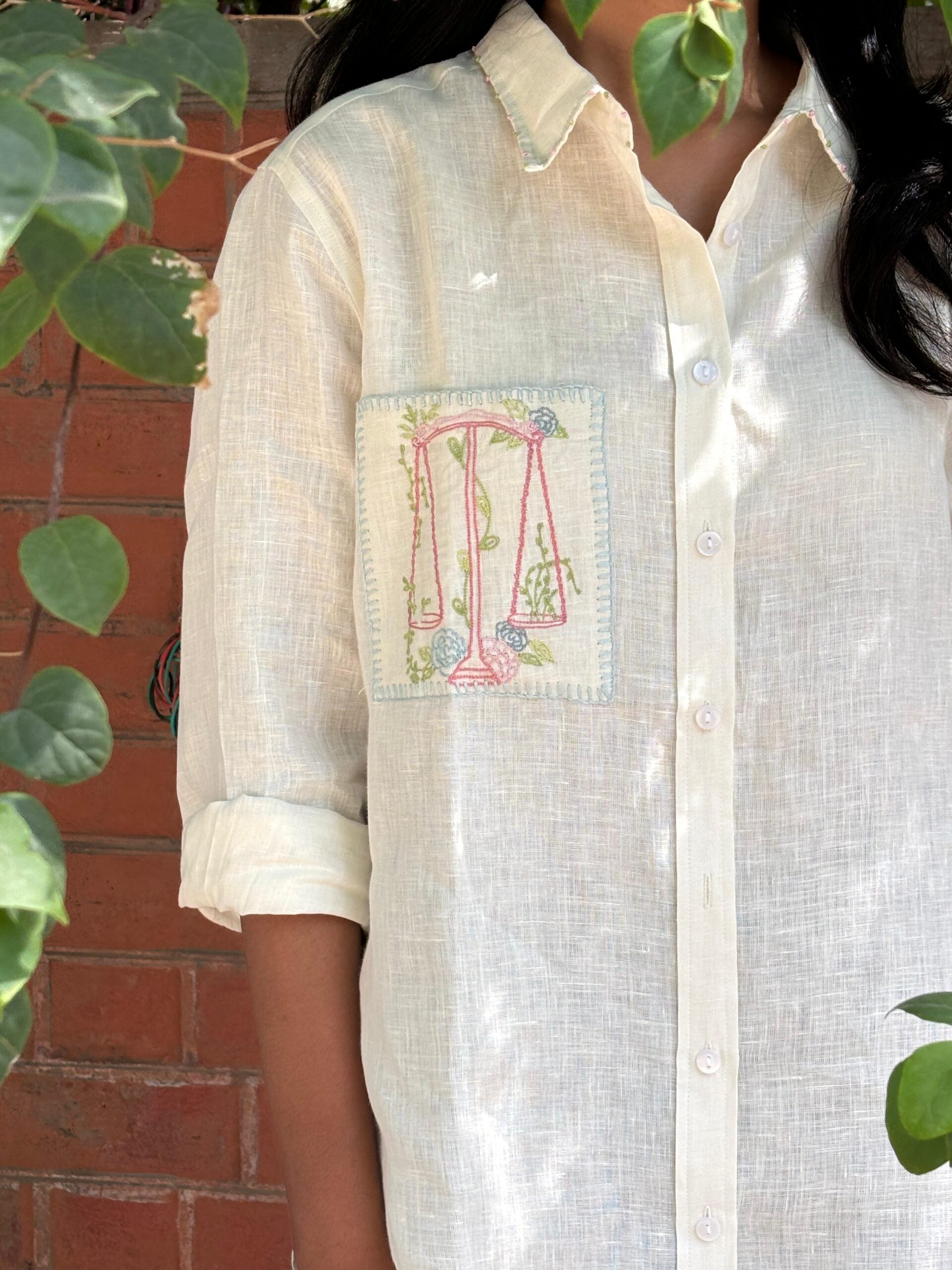 Libra Pocket Linen Shirt - Off white