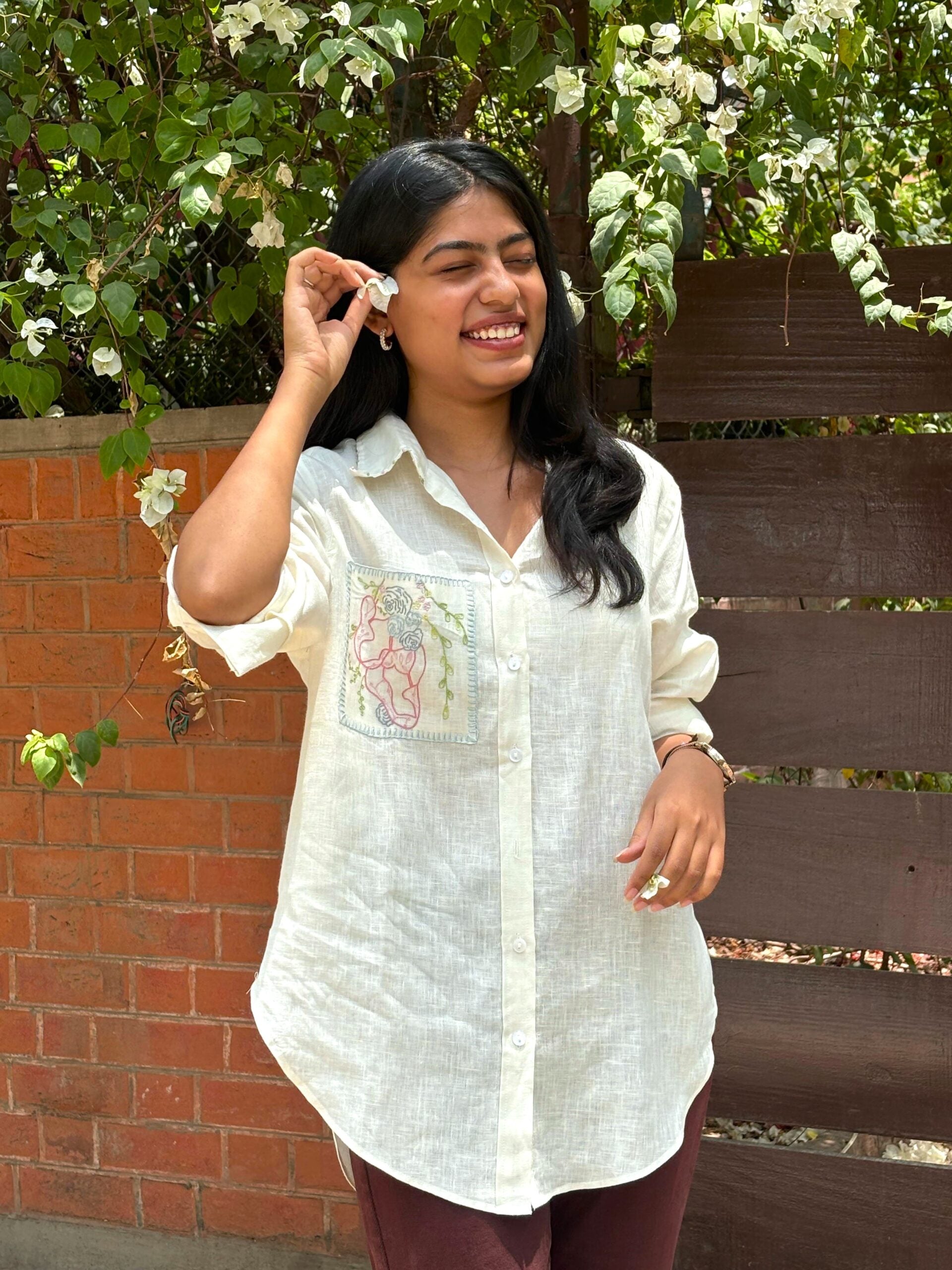 Gemini Pocket Linen Shirt - Off white