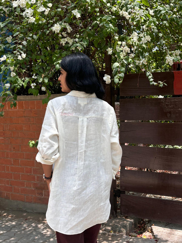 Gemini Pocket Linen Shirt - Off white
