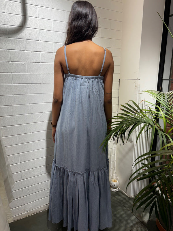 Crush Organic Cotton V-Neck Slip Dress - Powder Blue
