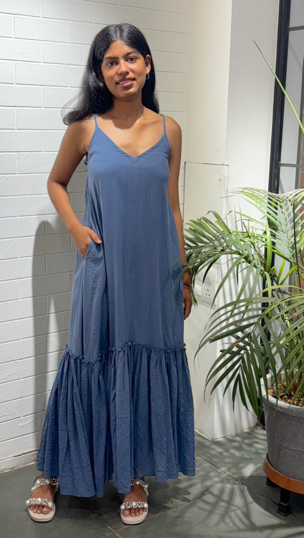 Crush Organic Cotton V-Neck Slip Dress - Icy Blue