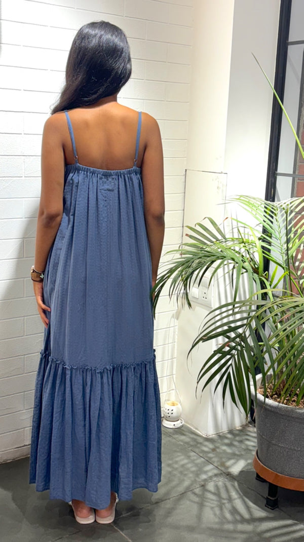 Crush Organic Cotton V-Neck Slip Dress - Icy Blue