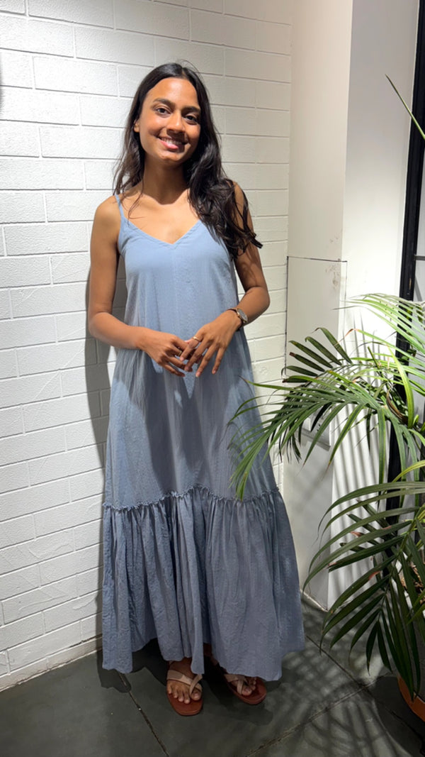 Crush Organic Cotton V-Neck Slip Dress - Powder Blue