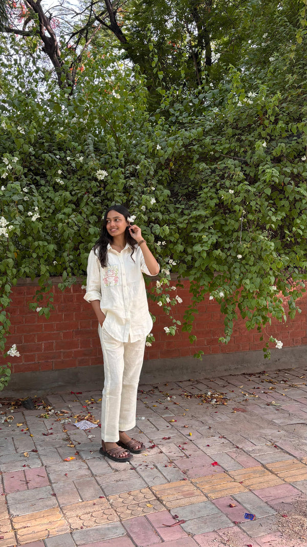 Linen Narrow Pants - Off-white
