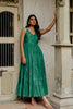 Yasmeen Chanderi Silk Strap Long Tier Dress - Green