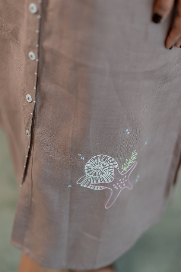 Yavie-Linen-Long-dress-with-Pockets-Mud-