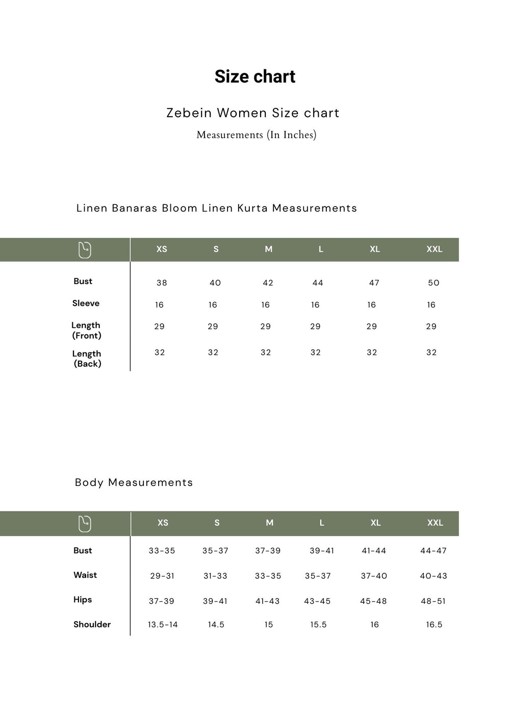 Size Chart 1