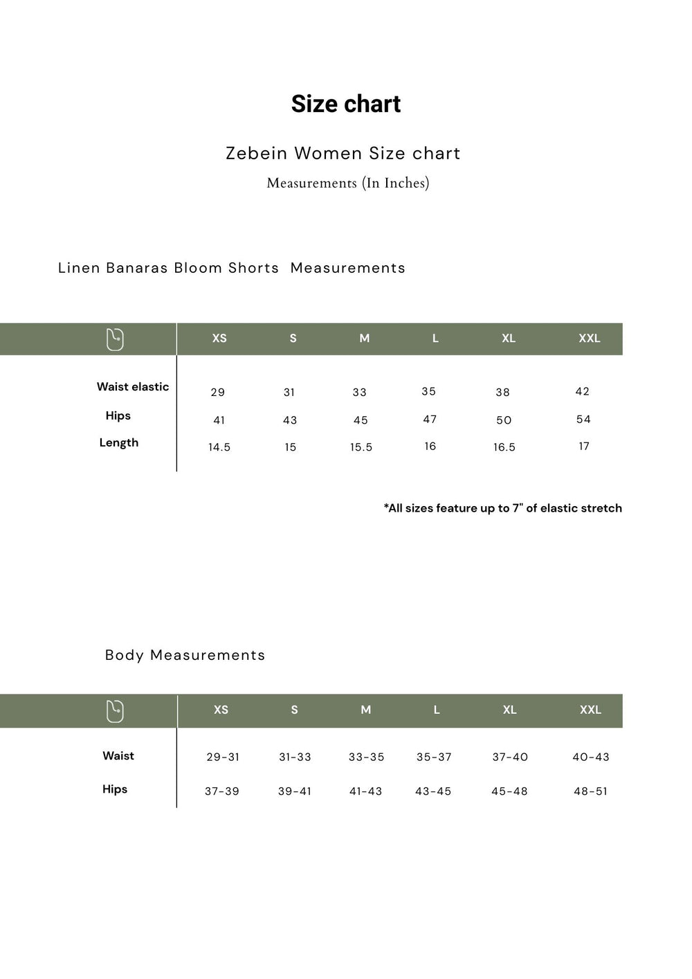 Size Chart 1