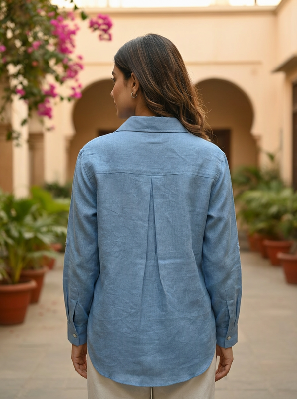 Short Sandra Shirt - Icy blue