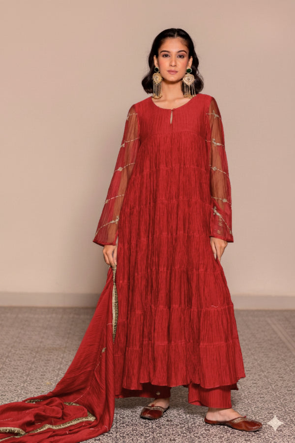Mayurika kurta set- Red