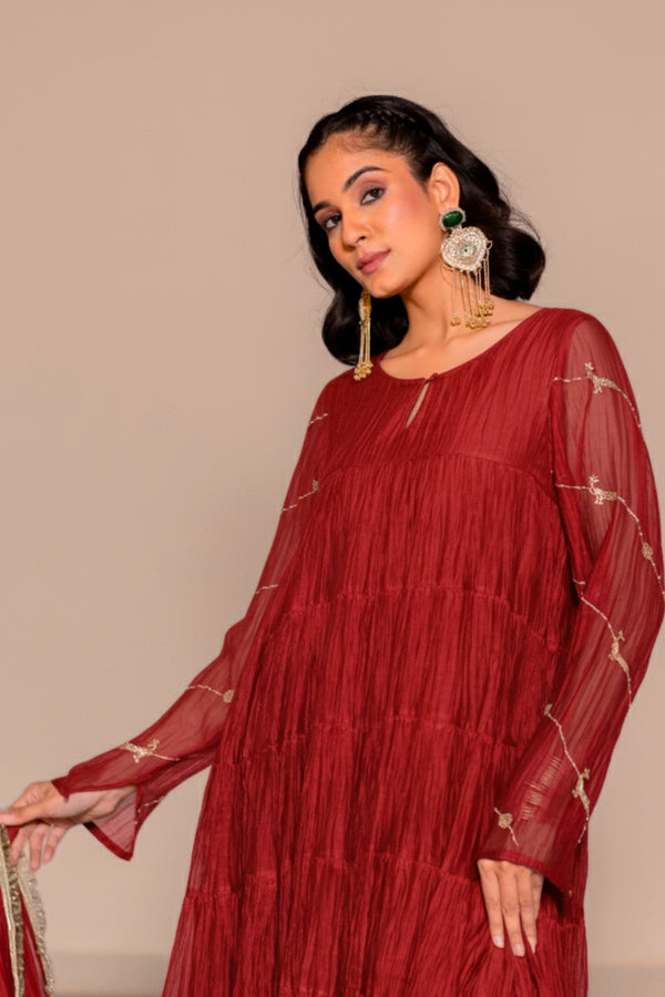 Mayurika kurta set- Red