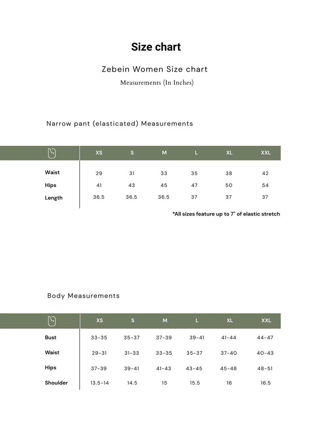 Size Chart 1