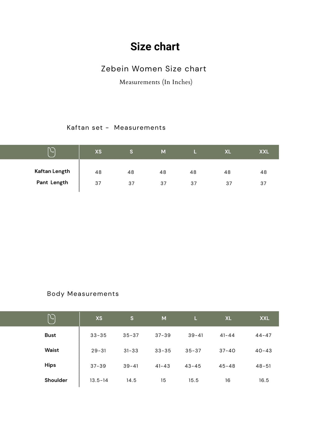 Size Chart 1