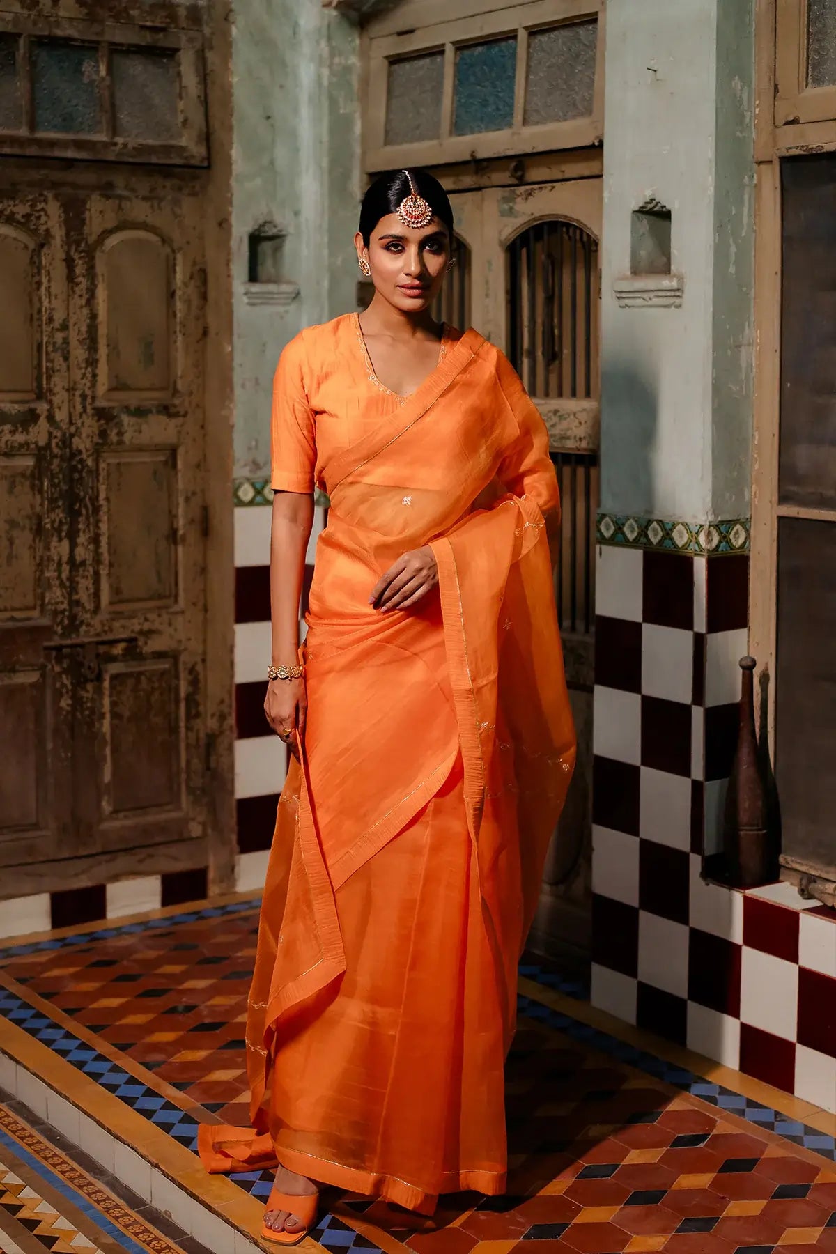 kesariya colour saree