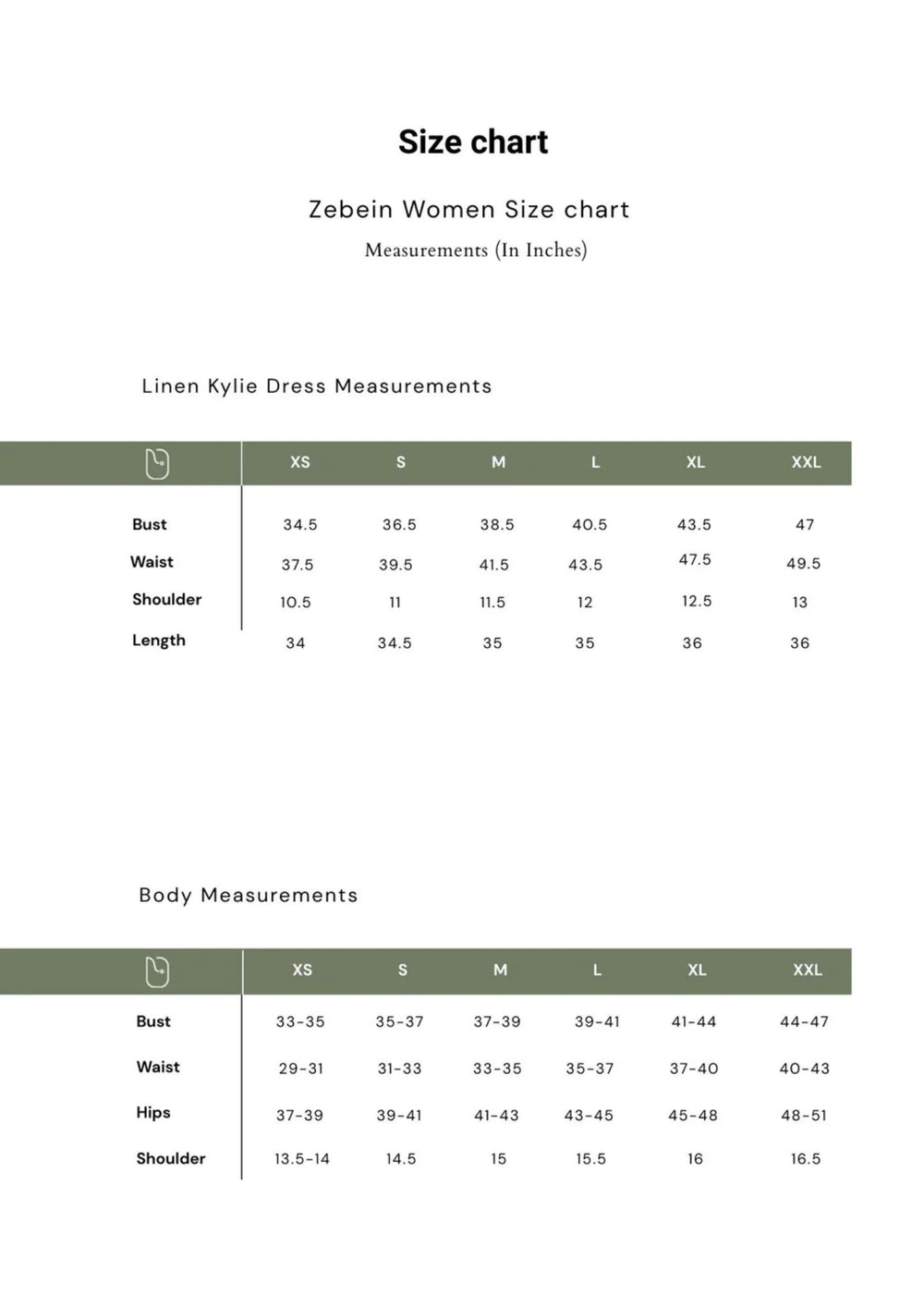 Size Chart 1