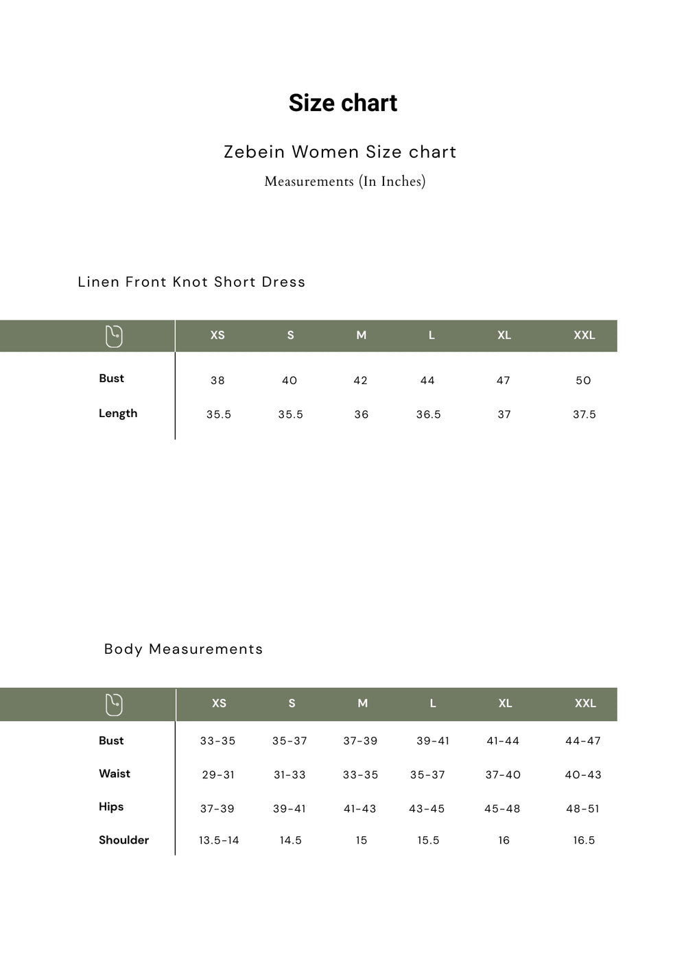 Size Chart 1