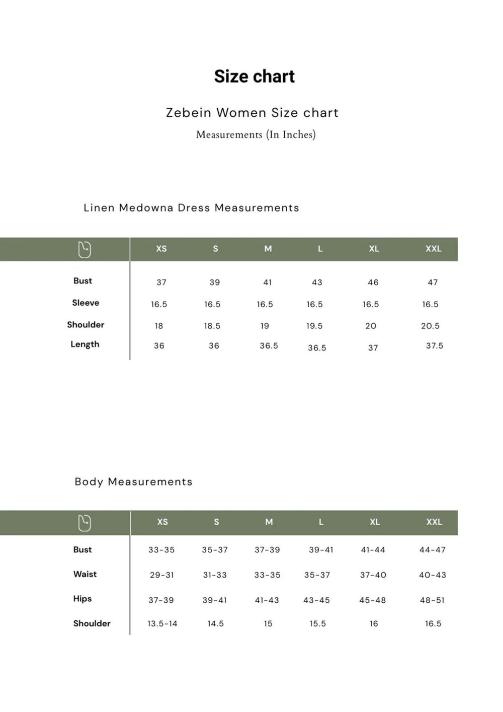 Size Chart 1