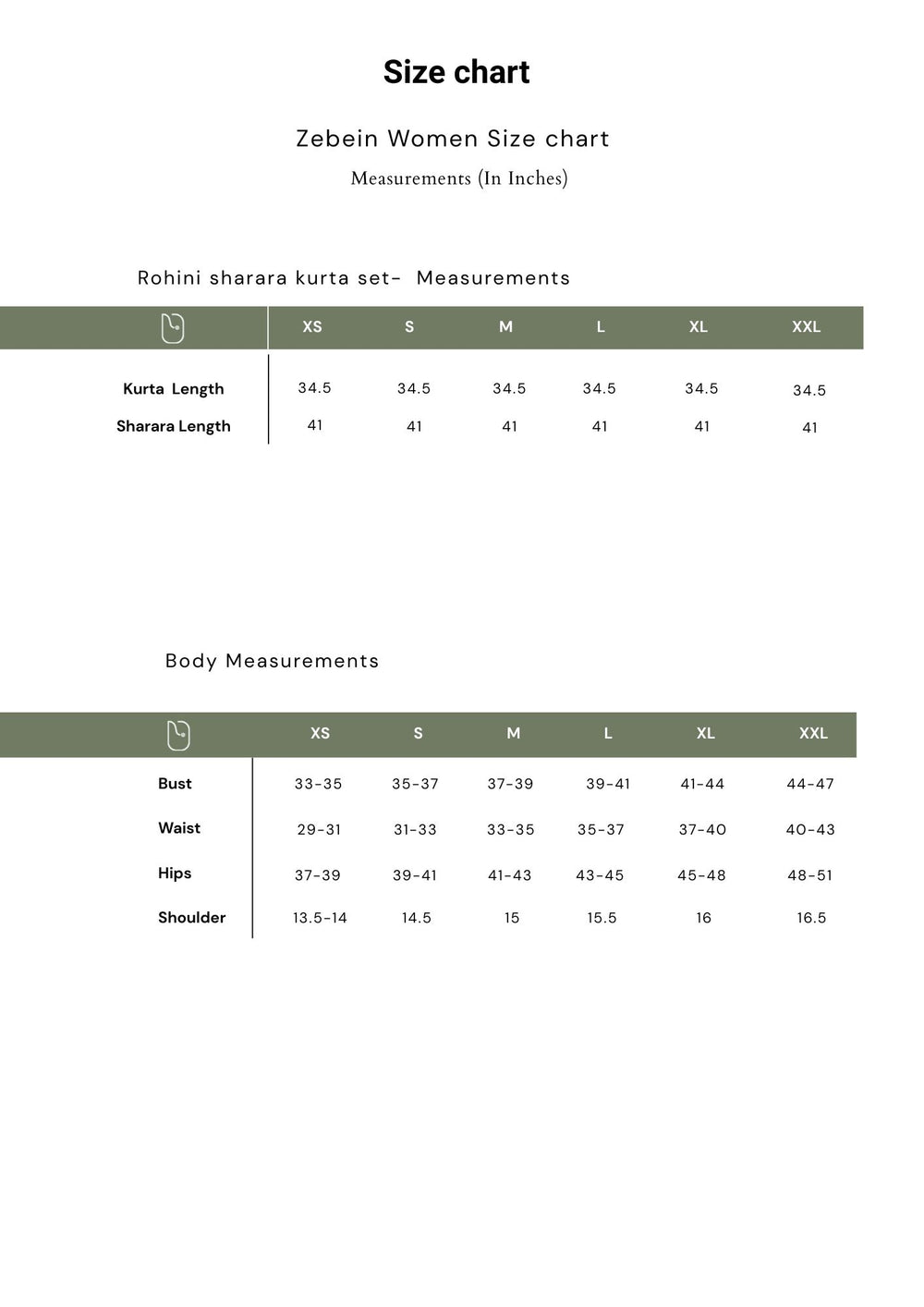 Size Chart 1