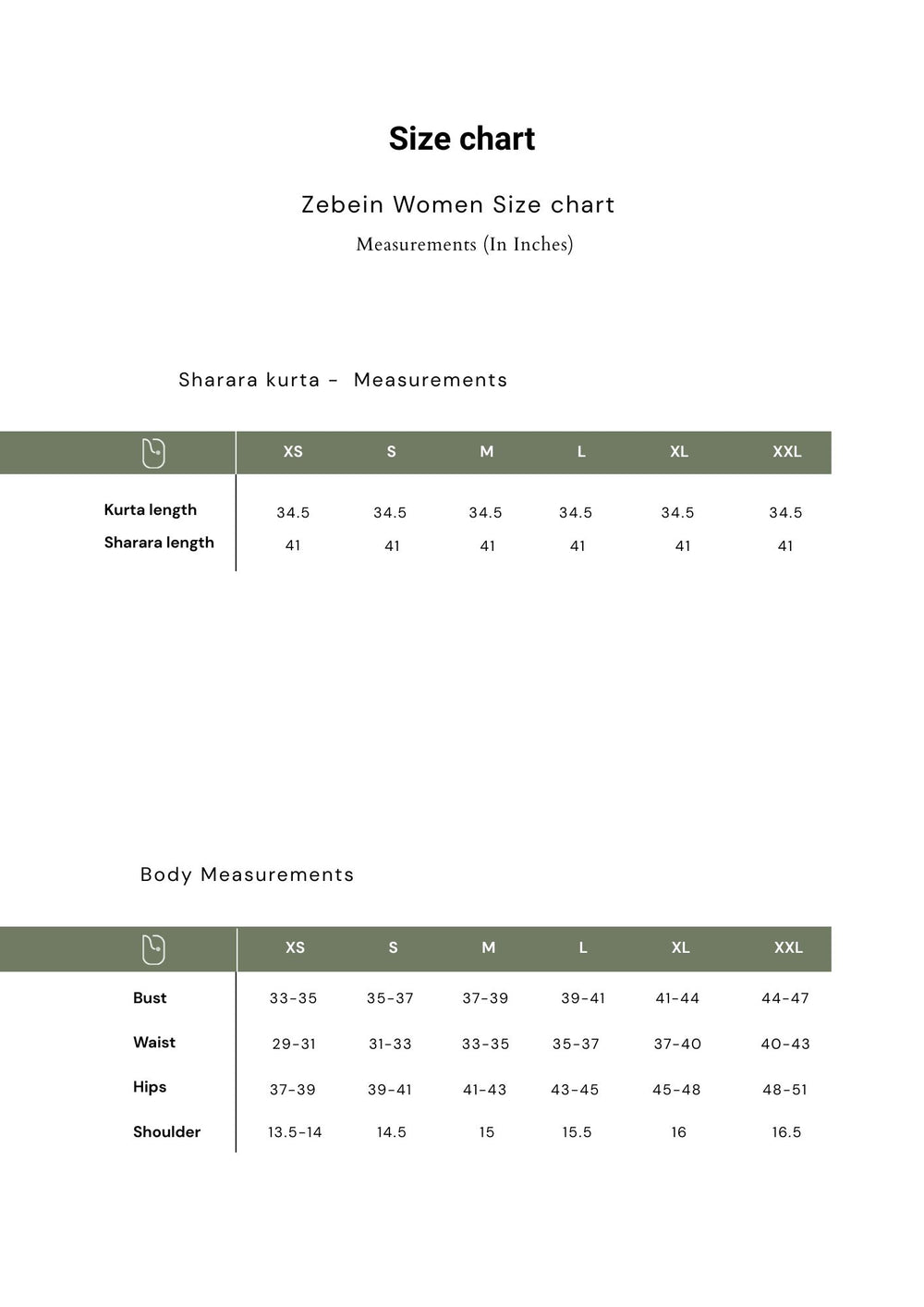Size Chart 1