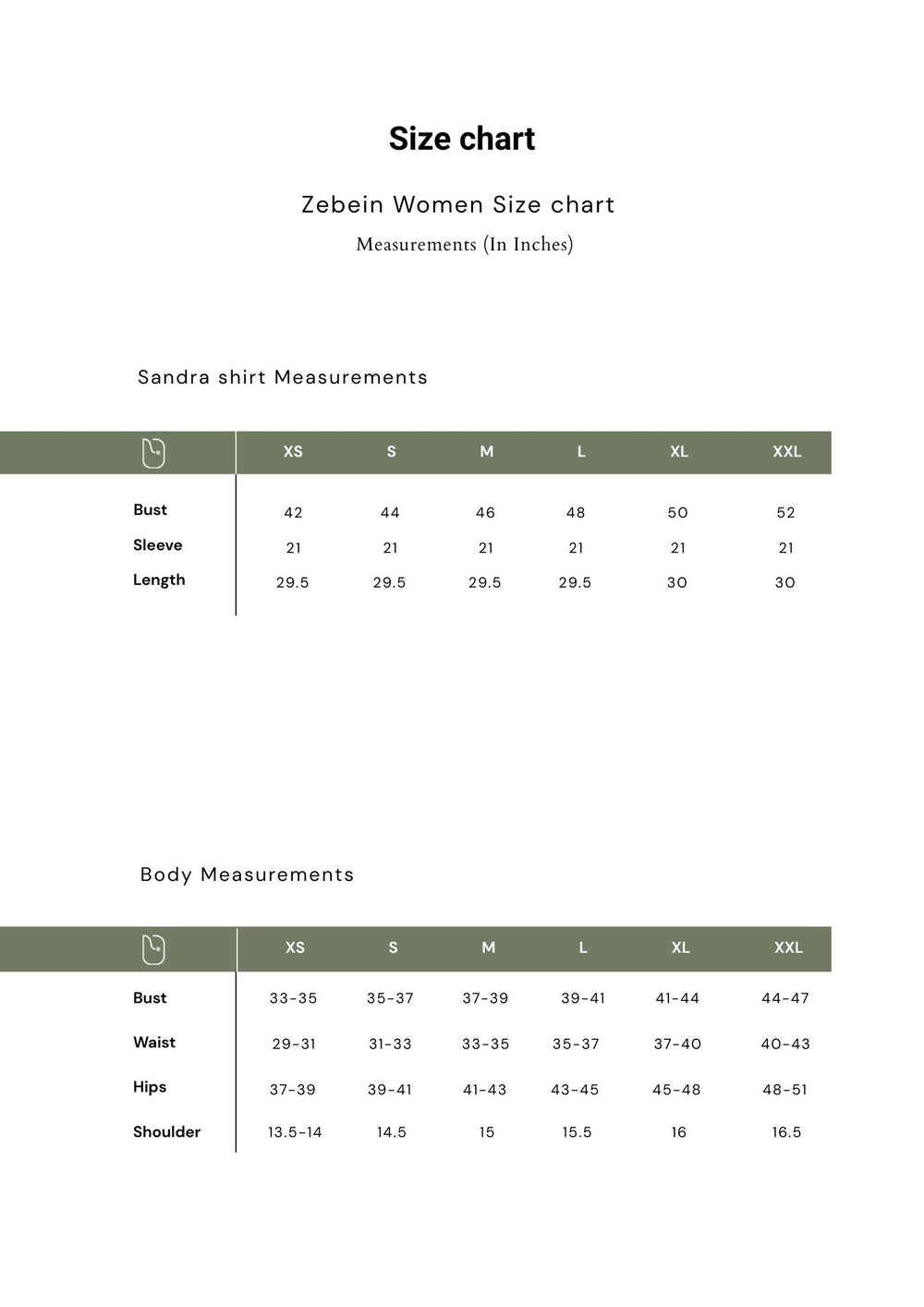 Size Chart 1