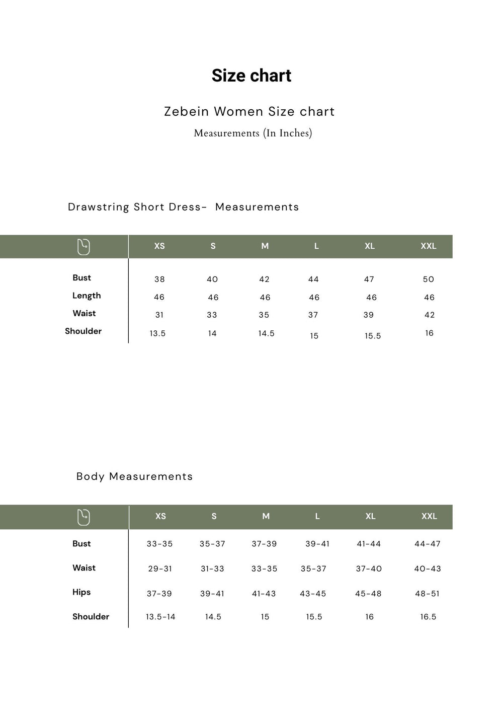 Size Chart 1