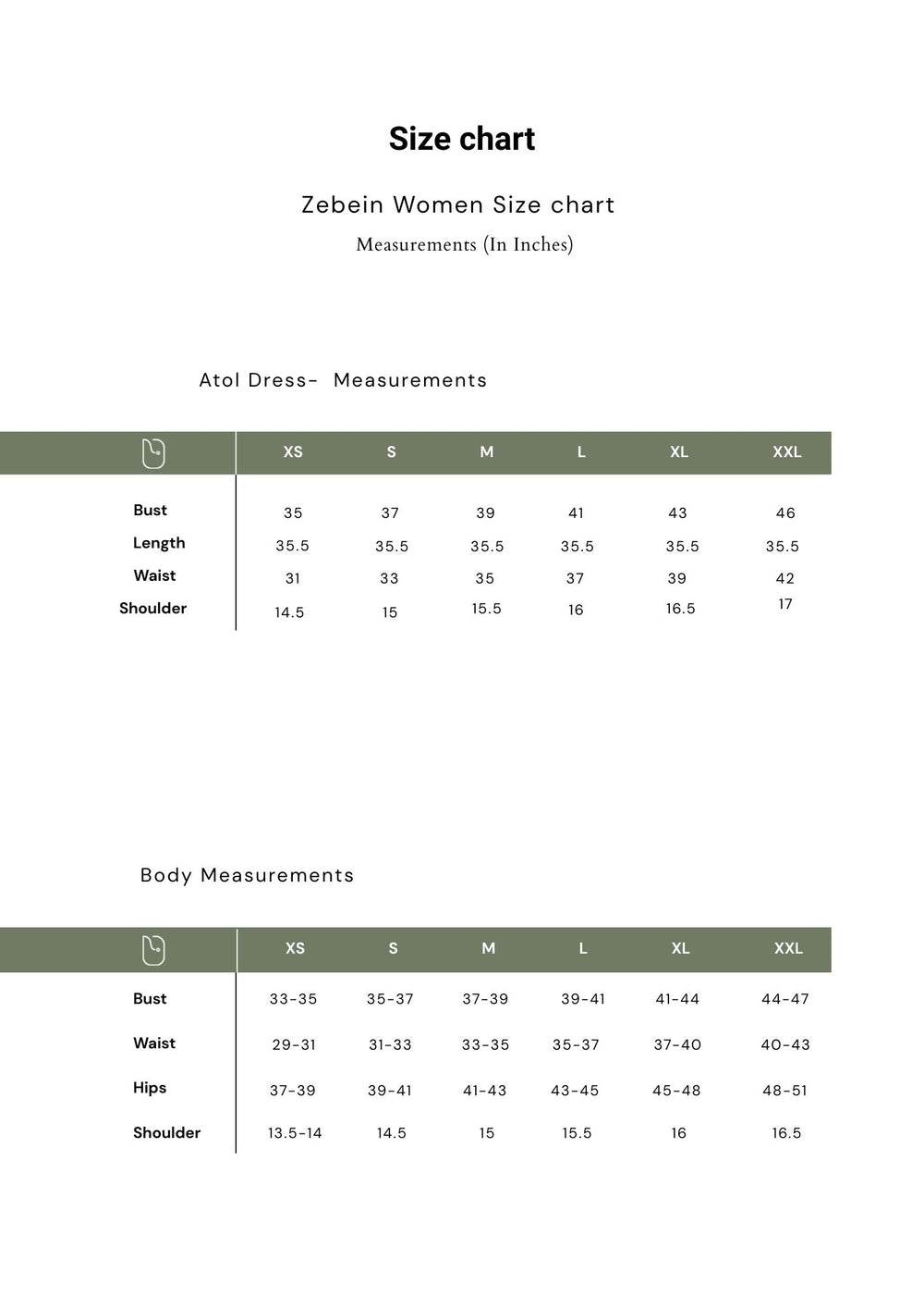 Size Chart 1