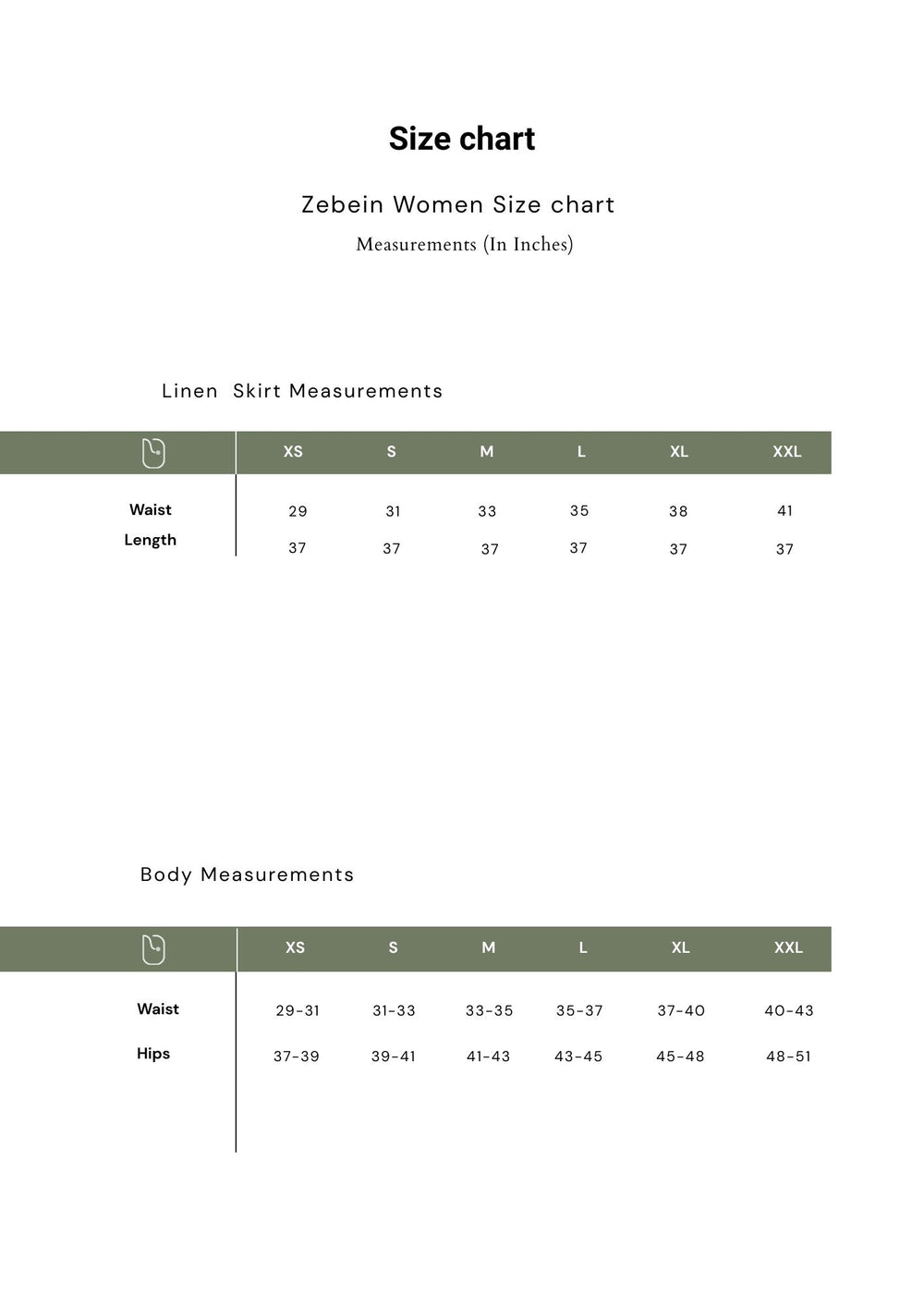 Size Chart 1