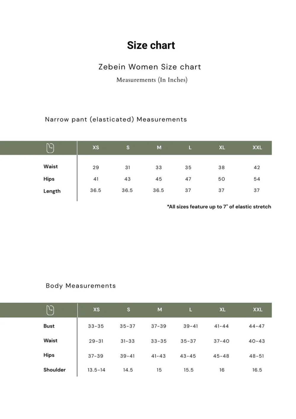 Size Chart 1