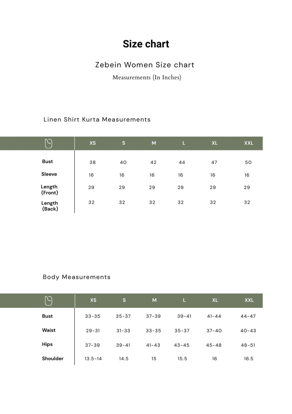 Size Chart 1