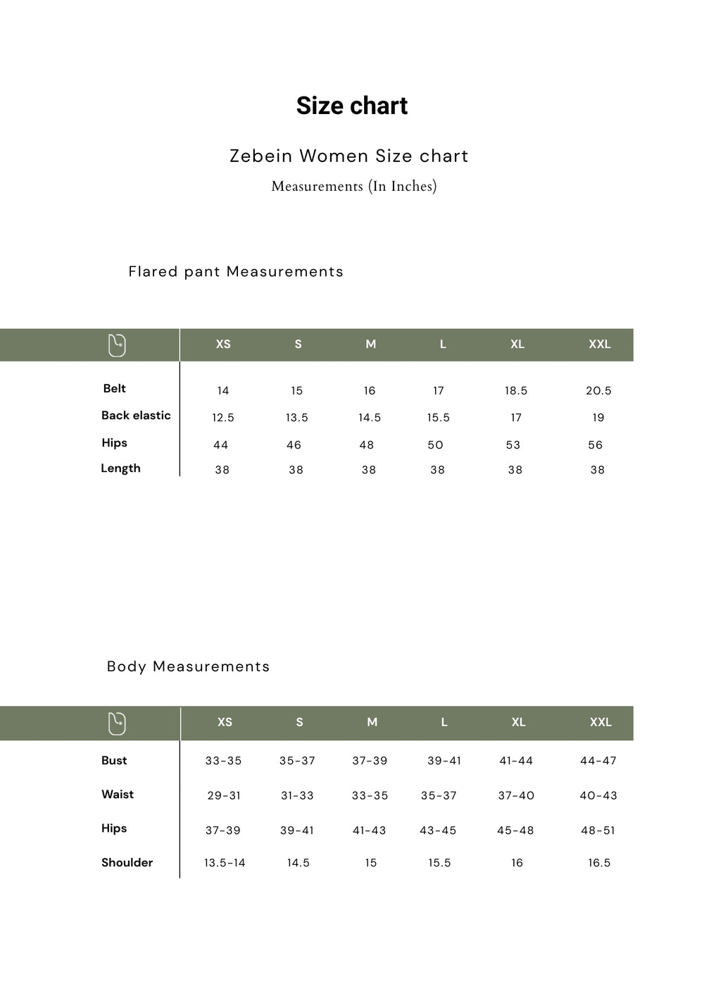 Size Chart 1