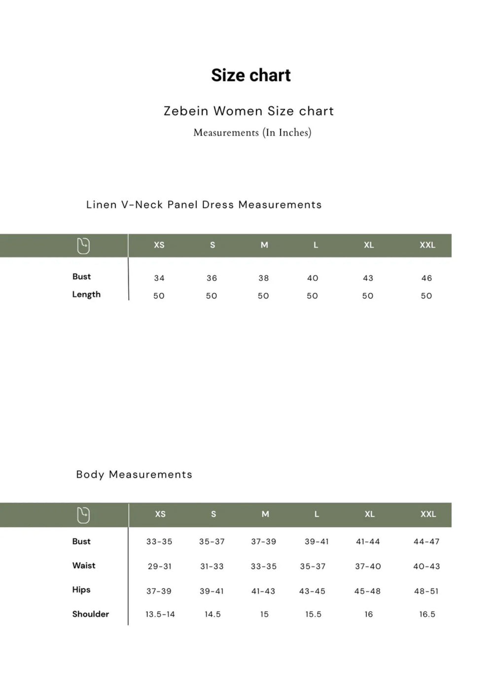 Size Chart 1