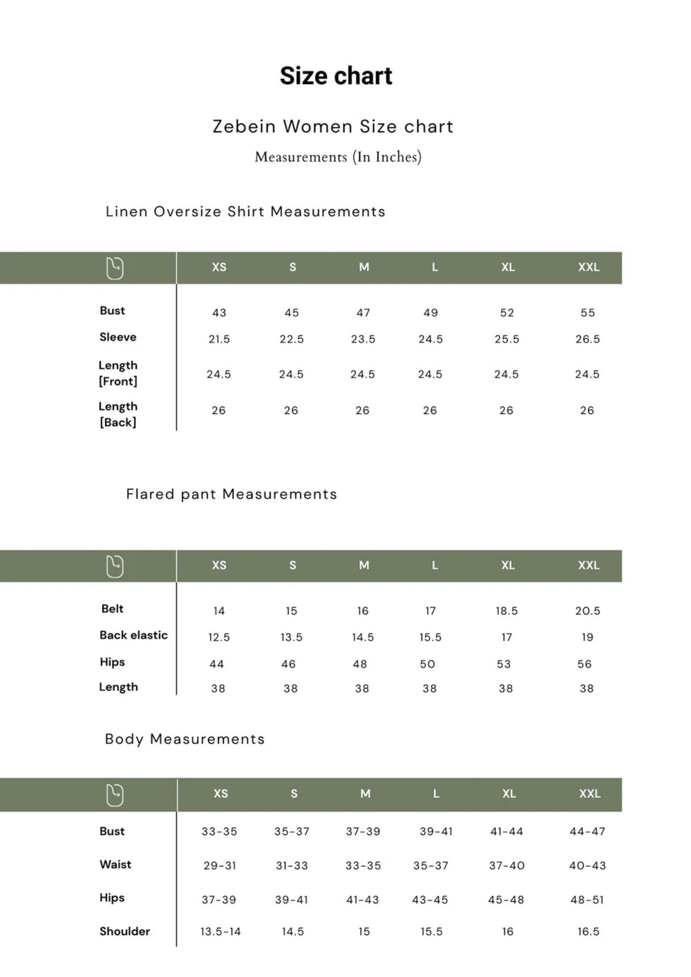 Size Chart 1